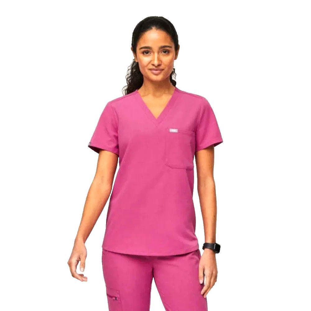 NWT FIGS Women's XS Catarina One Pocket Scrub Top in Electric Orchid (ELO)